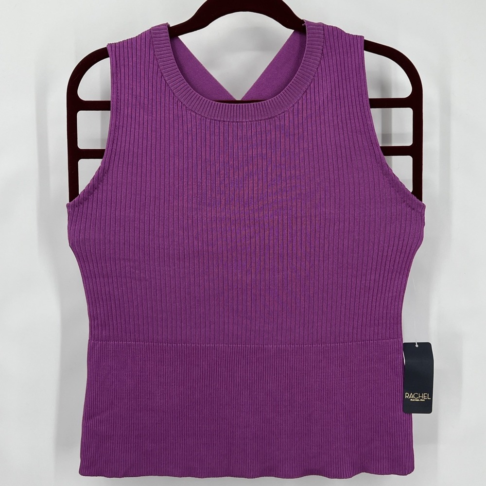 Rachel Roy Womens Dark Pink Cross Back Sleeveless Crew Neck Top Size XL New